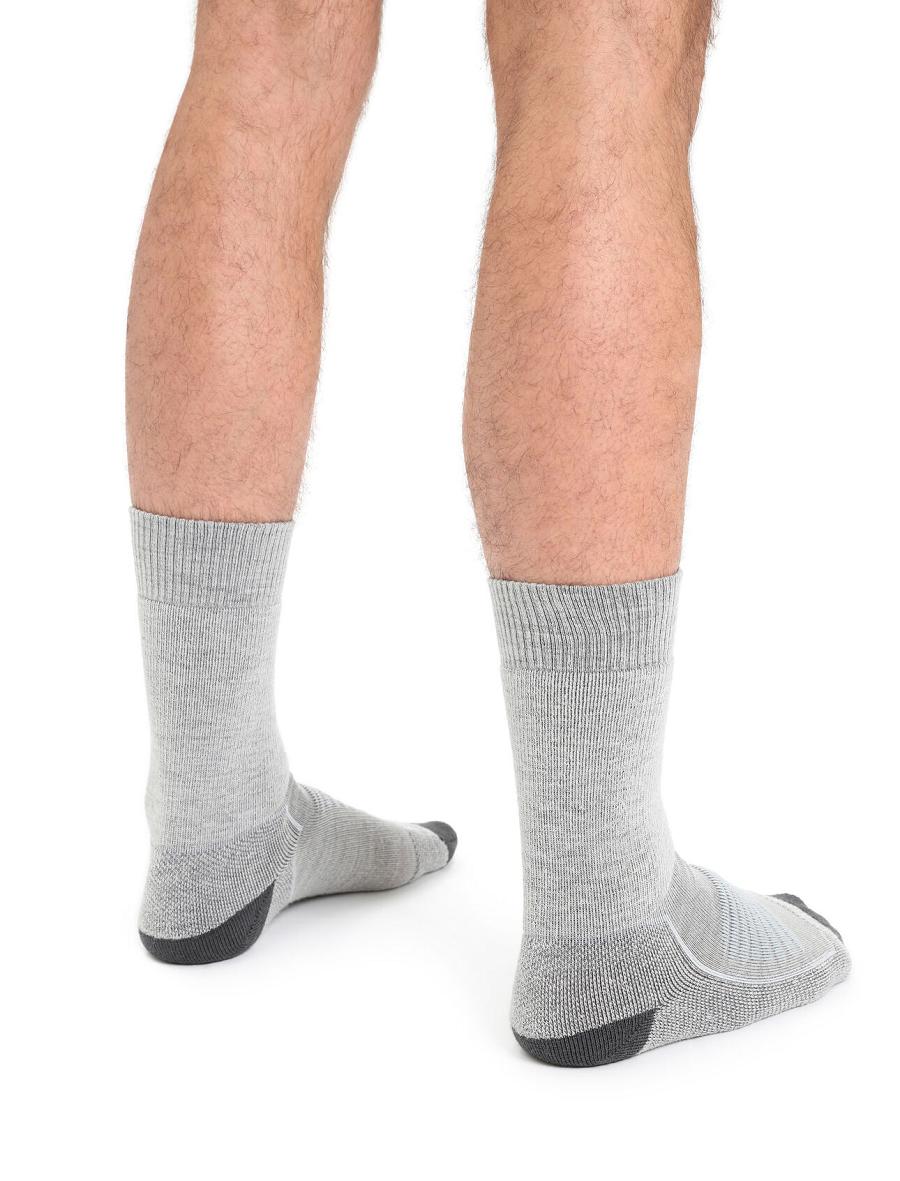 Men's Icebreaker Merino Hike+ Heavy Crew Socks Blizzard Heather / Snow | CA 1927MQZA